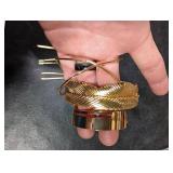 3 Pieces Gold Hair Accessory Set: Feather X-Shaped Bun Clip, Stick and Round Top