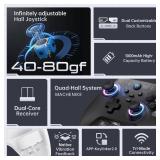 Machenike G3V2 Bluetooth Controller for Pc/Switch/Ios/Android, Hall Effect Joysticks, RGB Lighting Gaming Controller,2 Programmable Buttons,1000mah Battery With Charging Station, Pink