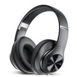 Bluetooth Headphones Over Ear, 60 Hours Playtime Foldable Headphones Wireless Bluetooth Hi-Fi Stereo Deep Bass with 6 EQ Modes, Adjustable Lightweight Headset with Microphone, FM, SD/TF for Adults