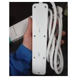 KMC USB-C PD Surge Protector 3-Outlet Power Strip, 30W Power Delivery USB-C Port, 2 USB-A Ports, 980J Surge Protection, 6-Foot Extension Cord, White