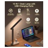 One Beat Desk Lamp with 6 Outlets 4 USB Ports(2 USB-C),Eye Protection Table Lamp Power Strip with 4 Color Modes 5 Brightness Touch LED Desk Lamps for Home Office College Dorm Room Essentials(White