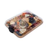 Farberware Build-A-Board Bamboo Cutting Board with Single Storage Compartment, Clear Locking Lid, Black Handles, Perfect for Charcuterie & Snacks. CRACKED LID