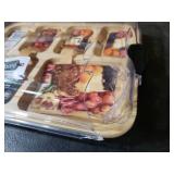 Farberware Build-A-Board Bamboo Cutting Board with Single Storage Compartment, Clear Locking Lid, Black Handles, Perfect for Charcuterie & Snacks. CRACKED LID