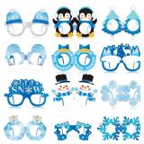 Harrycle 36 Pcs Winter Party Favors Snowflake Paper Eyeglasses Winter Wonderland Party Decorations Photo Booth Props for Christmas Holiday Baby Shower Birthday Supplies