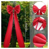 Wavwavw Giant Bow Decor Oversized Big Bows Decoration for Room Wall Backdrop 75x18 Inch Ribbon Tie for Wedding Valentines Day Birthday Party Baby Shower Supplies(Wine Red,Satin)