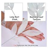 GREENTIME 12 Pack Artificial White Glitter Leaves 13 Fake Christmas Picks Decorative Glitter Sticks for Vase Christmas Tree DIY Wreath Crafts Fireplace Decor