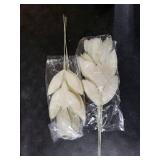 GREENTIME 12 Pack Artificial White Glitter Leaves 13 Fake Christmas Picks Decorative Glitter Sticks for Vase Christmas Tree DIY Wreath Crafts Fireplace Decor