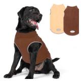 cyeollo 2XL Dog Sweater for Large Dogs Male Female, Reflective Dog Sweatshirt Pullover Jacket Fall Winter Pet Sweaters Warm Pet Clothes, Brown & Khaki XXL