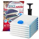 Spacesaver Premium Vacuum Storage Bags. 80% More Storage! Hand-Pump for Travel! Double-Zip Seal and Triple Seal Turbo-Valve for Max Space Saving.