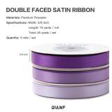 QIANF Purple Double Face Satin Ribbon 3/8 Inch x 45 Yards Lavender Fabric Ribbon for Gift Wrapping, Flower Bouquets, Hair Bows Making, Wedding Decoration, Invitation Cards, Christmas (3 Rolls *15Yd)