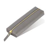 Sluxa Gray leather pen pouch, Pen holders for men. Thin pen bags for adults.