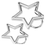 Isslly 2 PCS Star Snap Clip, Zinc Alloy Heavy Duty Star Shaped Keychain Clip with 2 Sizes for Bags, Backpack, Keys - Silver