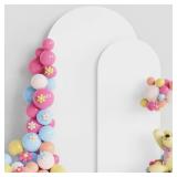 Putros Wedding Arch Cover 7.2FT, 6FT White Spandex Fitted Round Top Chiara Backdrop Stand Covers 2 Set for Wedding Birthday Party Decoration