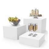 PecMuikee Buffet Risers, Food Risers for Buffet Table, Display Stand Shelf for Catering Dessert Collectibles Jewelry Figures Show, Acrylic Cube Display Nesting Risers with Hollow Bottoms 3PCS