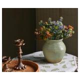 Quoowiit Ceramic Rustic Farmhouse Vase, Green Distressed Flower Vase for Home Decor, Boho Decorative Vases for Centerpiece Table Decorations, Vases for Living Room Kitchen Entryway Mantle Shelf Decor