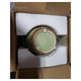 Quoowiit Ceramic Rustic Farmhouse Vase, Green Distressed Flower Vase for Home Decor, Boho Decorative Vases for Centerpiece Table Decorations, Vases for Living Room Kitchen Entryway Mantle Shelf Decor