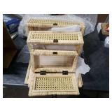 Boho Rattan Display Boxes with Rattan Lids, 3 Pcs Large Natural Handwoven Cane Basket, Home Decor Organizers Storage Bins, Natural Finish Display Boxes