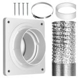 Dryer Vent Hose Connector Kit, Dryer Vent Wall Plate with Hose(4 inch 8 feet), Dryer Duct Connector with Quick Connect & Disconnect, Covers Area 7inch x 7inch, Fits 4 Inch, for Dryer Washer Bathroom
