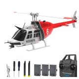 Hylukon C138 Remote Control Helicopter, 1:33 Scale Bell206 Helicopter 2.4G 4CH RTF Single Propeller Aileron Free, Six-axis Gyroscope, Modular Battery, One-Touch Function Gift for Adults 2 Batteries.