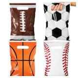 Funrous BULK PCS Football Sports Party Favor Bags soccer Candy Gift Plastic Goodie Treat Bags Bulk with Handles for Baseball Basketball Theme Event Gift Bag Birthday Supplies Decorations