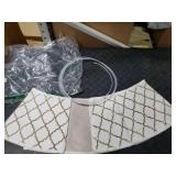 New Traditions White Velvet Christmas Tree Collar with Gold Glitter Quatrefoil Print 26 Diameter Fabric Stand Band for Artificial & Natural Trees Tree Skirt Alternative, Collapsible