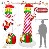 Lulu Home 10FT Christmas Inflatable Decoration, Giant Lighted Lighthouse Blowups with Santa and Reindeer, Air-Blown Ornaments with Storage Bags for Xmas Winter Yard Lawn Garden Outdoor Decor