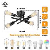 Lomoky Industrial 4-Light Semi Flush Mount Ceiling Light Fixture, Modern Black Close to Ceiling Light, Farmhouse Chandelier Ceiling Lamp for Hallway Kitchen Bedroom Living Room (2 Pack)