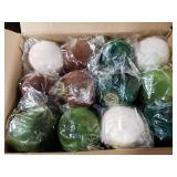 Liliful 48 Pcs Olive Green Velvet Christmas Ornaments 24 Neutral Flocked Christmas Balls 3.15 and 24 Ribbon Bows 5 * 7 Shatterproof Xmas Tree Hanging Decoration for Holiday Mantle Home Indoor Decor