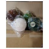 Liliful 48 Pcs Olive Green Velvet Christmas Ornaments 24 Neutral Flocked Christmas Balls 3.15 and 24 Ribbon Bows 5 * 7 Shatterproof Xmas Tree Hanging Decoration for Holiday Mantle Home Indoor Decor