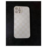 NITITOP Compatible with iPhone 12 Pro Case Cute Aesthetic Checkerboard Checkered Pattern for Women Girl Trendy Slim Fit TPU Silicone Shockproof Full Camera Protection Cover - White