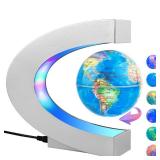 MOKOQI Magnetic Levitating Globe with LED Light, Cool Tech Gift for Men Father Boys and Girls, Birthday Gifts for Kids, Floating Globes World Desk Gadget Decor in Office Home Display (Silver)