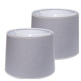 GIGIVOSHA Lamp Shades Set of 2 - Drum Lampshades 11.4 x 12.9 x 9.8 Inches, Fabric Medium Replacement Lampshades for Table Lamp, Floor Lamp, Assembly Required, Spider,Linen Missing shades