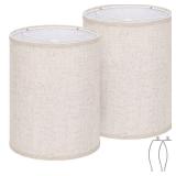 Tall Drum Lamp Shades Set of 2, 10Top x10 Bottom x 13High, Beige Lampshade for Table Lamp Floor Lamp, Replacement Lampshades Natural Linen Handcrafted, Spider, Harp Holders Included, Easy Assembly