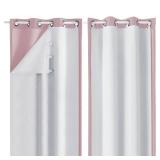 Simplebrand 100% Blackout Curtain Liner for Living Room, Thermal Insulated Blackout Liners for 84 Inch Behind Curtains, 2 Liners Per Set with 14 Pieces Rings, Each 40 W x 80 L, Greyish White