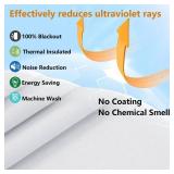 Simplebrand 100% Blackout Curtain Liner for Living Room, Thermal Insulated Blackout Liners for 84 Inch Behind Curtains, 2 Liners Per Set with 14 Pieces Rings, Each 40 W x 80 L, Greyish White