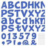 Colarr 216 Pcs Glitter Bulletin Board Letters for Classroom Number Alphabet 4 Inch Poster Board Letter with Adhesive Dot Punctuation Symbol Cutout Bulletin Display School(Blue)