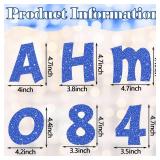 Colarr 216 Pcs Glitter Bulletin Board Letters for Classroom Number Alphabet 4 Inch Poster Board Letter with Adhesive Dot Punctuation Symbol Cutout Bulletin Display School(Blue)