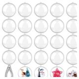 Sratte 24 Pcs Christmas Fillable Ornaments Ball Clear Plastic Ornaments DIY Craft Ball for Christmas Wedding Xmas Holiday Party Tree Decor Home(Clear,1.97 Inch)