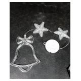 Hqyib 3 PCS Christmas Window Lights Decorations, Battery Powered Hanging Warm Lighted Star, Bell & Christmas Tree Shaped Shaped String LED Indoor for Xmas Tree, Window, Fireplace