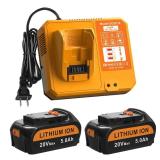 2 Pack5.0Ah Lithium-Ion Battery Replacement for Dewalt 20v Max Batteries DCB116 Fast Charger Combo for Dewalt 20V 60V Max Battery with USB Port & Cordless Power Tools