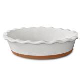 MORA Ceramic Pie Pan for Baking - 9 inch - Deep and Fluted Pie Dish for Old Fashion Apple Pie, Quiche, Pot Pies, Tart, etc - Modern Farmhouse Style Porcelain Ceramic Pie Plate - Vanilla White