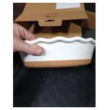 MORA Ceramic Pie Pan for Baking - 9 inch - Deep and Fluted Pie Dish for Old Fashion Apple Pie, Quiche, Pot Pies, Tart, etc - Modern Farmhouse Style Porcelain Ceramic Pie Plate - Vanilla White