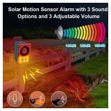 ChunHee Solar Outdoor Motion Sensor Alarm with Dog Barking Gunshot Sound, Support Recording and Adjustable Volume, 130db Loud Noise Maker 3 Work Modes Strobe Light for Home, Villa, Farm, Barn (2pack)