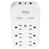 KMC 6-Outlet Extender USB-C PD Surge Protector Wall Tap, Multi-Plug USB Wall Charger, 2 USB-A Ports & USB-C 20W Power Delivery, High-Speed Phone Charger, 980J Surge Protection, UL/ETL Certified, White