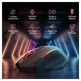 Redragon M810 MAX 3-Mode Wireless Gaming Mouse, 12000 DPI Wired/Wireless RGB Mouse w/Rapid Fire Key, 8 Macro Buttons, 188-Hour Reliable Power Capacity for PC/Mac/Laptop