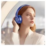 TUINYO Bluetooth Headphones Wireless, Over Ear Stereo Wireless Headset 40H Playtime with deep bass, Soft Memory-Protein Earmuffs, Built-in Mic Wired Mode PC/Cell Phones/TV-Dark Blue
