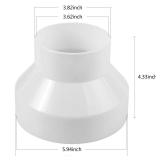 CABAX Duct Reducer 6 to 4 inch Air Duct Adapter HAVC Pipe Connector for Inline Ventilation System (150mm to 100mm), White
