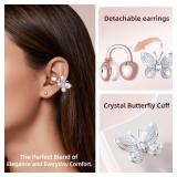 Kinglucky ClipFree Open-Ear Headphones with Butterfly Earrings, Ultra-Comfort & Snug Fit Clip On Earbuds, 50H Playtime Bluetooth 6.0 Wireless Headphones for Women Gifts, Sports & Workouts (Rose Gold)