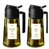 TrendPlain - Original 16oz/470ml Olive Oil Dispenser Bottle for Kitchen Gadgets and Air Fryer Accessories - Olive Oil Sprayer for Cooking w/Stickers - 2 Black