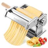 ISILER Pasta Maker, 9 Adjustable Thickness Settings 2 in 1 Pasta Machine with Rollers and Cutter, Noodle Maker for Dumpling Skin, Spaghetti, Fettuccini, Lasagna